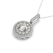 Bids.com 14k White Gold Diamond Halo Round Shape Pendant (1 1/4 cttw) Necklaces