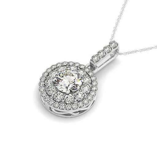 Bids.com 14k White Gold Diamond Halo Round Shape Pendant (1 1/4 cttw) Necklaces