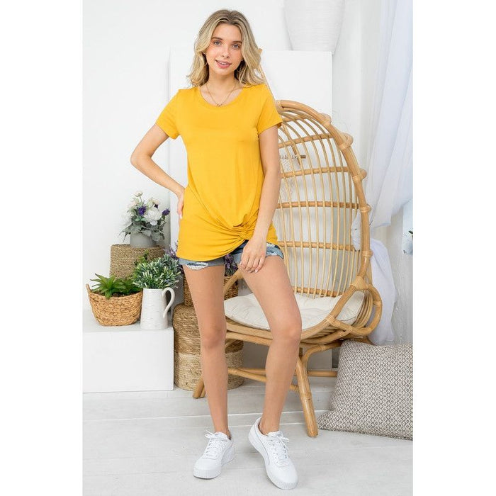 SOLID TWISTED BOTTOM TUNIC TOP