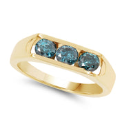 Bids.com 14K Yellow Gold Plated 0.90 Carat Genuine Blue Diamond .925 Sterling Silver Ring Rings