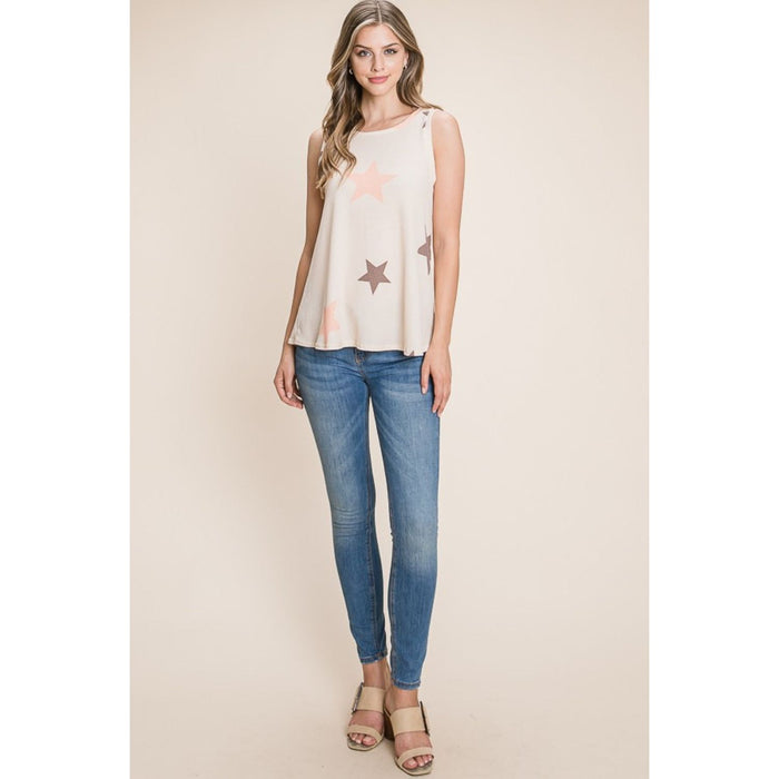 BOMBOM Star Print Round Neck Tank