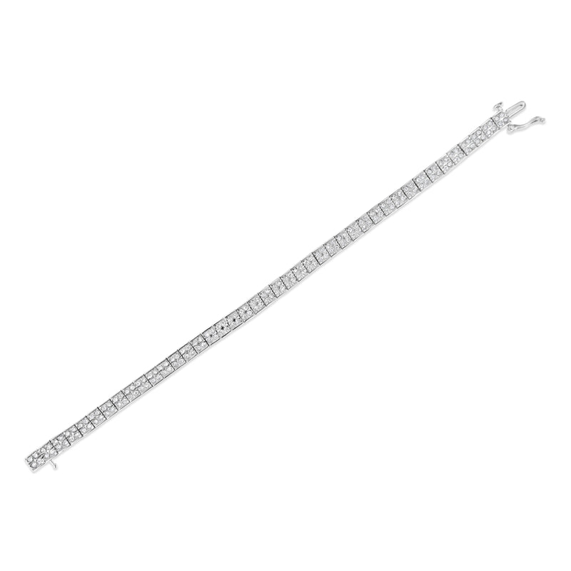 Bids.com .925 Sterling Silver 2 Cttw Prong Set Round-Cut Diamond 4 Stone Box Link Bracelet (I-J Color, I3 Clarity) - 7.25" Bracelets
