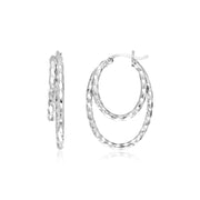 Bids.com Sterling Silver Double Oval Textured Hoop Earrings Earrings