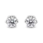 Bids.com 14K White Gold 1/2 Cttw Round Diamond Crown Stud Earring (I-J Color, I1-I2 Clarity) Earrings