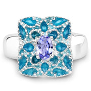 Bids.com 0.44 Carat Genuine Tanzanite .925 Sterling Silver Ring Rings