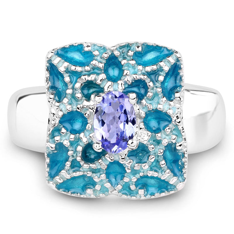 Bids.com 0.44 Carat Genuine Tanzanite .925 Sterling Silver Ring Rings