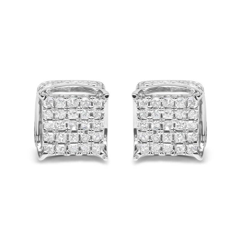 Bids.com 10K White Gold 1/2 Cttw Princess Cut Diamond Square Shaped Multi Stone Stud Earrings (H-I Color, SI1-SI2 Clarity) Earrings