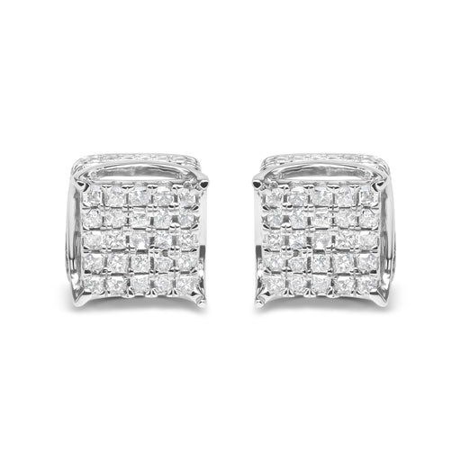Bids.com 10K White Gold 1/2 Cttw Princess Cut Diamond Square Shaped Multi Stone Stud Earrings (H-I Color, SI1-SI2 Clarity) Earrings