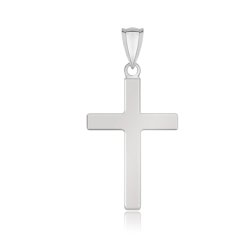 Bids.com 14k White Gold Flat Design Cross Pendant Pendants