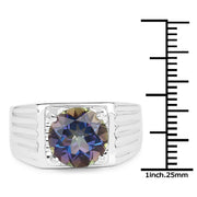 Bids.com 4.75 Carat Genuine Mystic Topaz .925 Sterling Silver Ring Rings