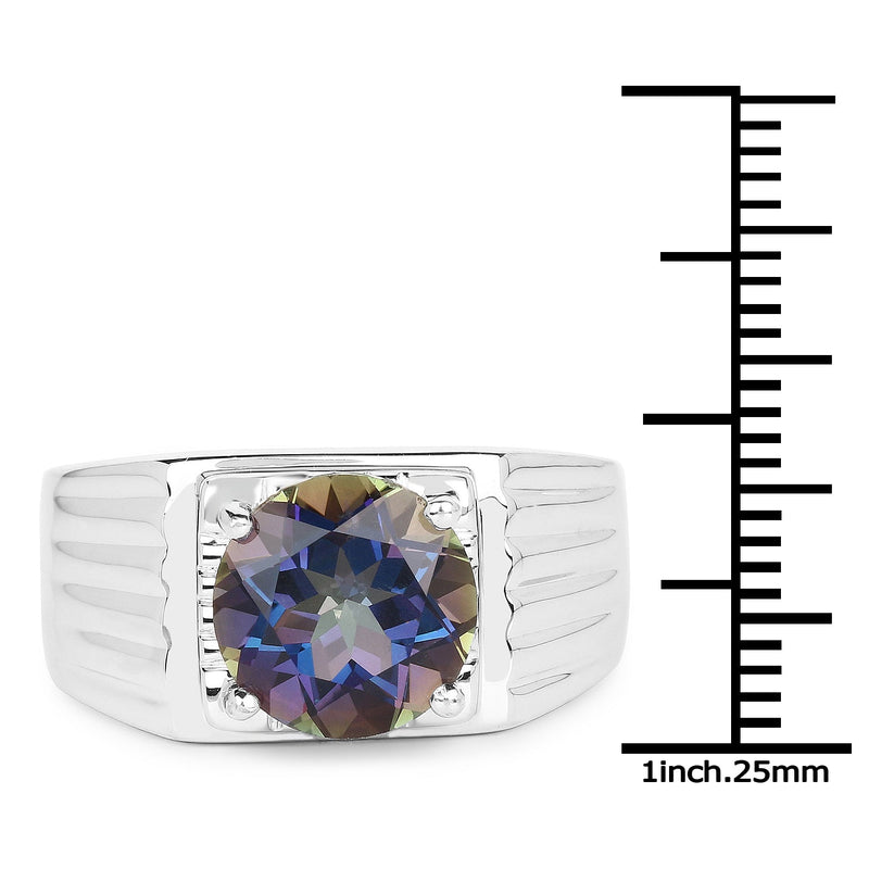 Bids.com 4.75 Carat Genuine Mystic Topaz .925 Sterling Silver Ring Rings