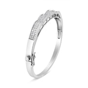 Bids.com 14K White Gold 3 1/3 Cttw Invisible Set Princess-Cut Diamond Wave Bangle Bracelet (H-I Color, SI1-SI2 Clarity) - Size 7" Bracelets