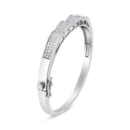Bids.com 14K White Gold 3 1/3 Cttw Invisible Set Princess-Cut Diamond Wave Bangle Bracelet (H-I Color, SI1-SI2 Clarity) - Size 7" Bracelets