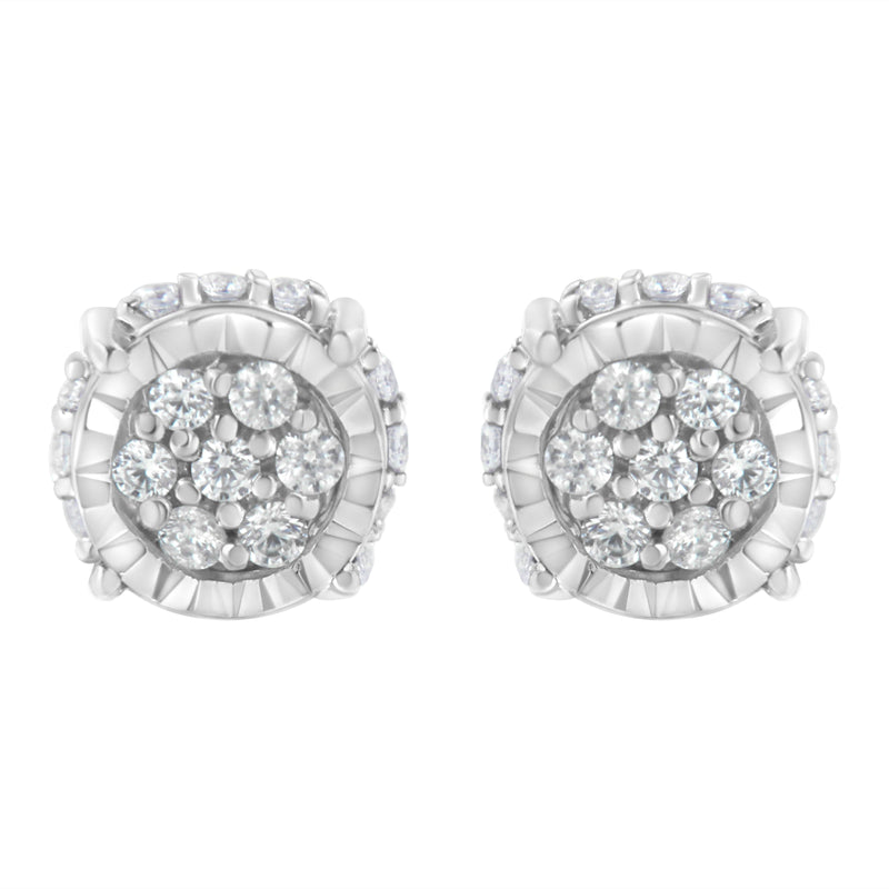 Bids.com .925 Sterling Silver 1/3 cttw Round-cut Diamond Floral Stud Earring (I-J Clarity, I3 Color) Earrings