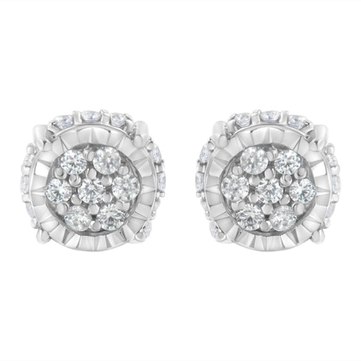 Bids.com .925 Sterling Silver 1/3 cttw Round-cut Diamond Floral Stud Earring (I-J Clarity, I3 Color) Earrings