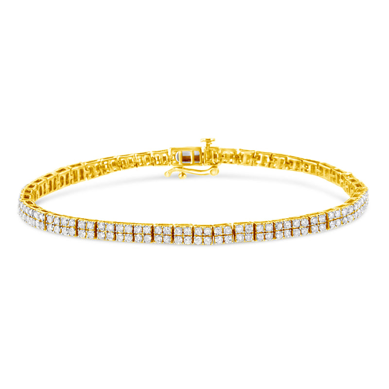 Bids.com 14K Yellow Gold Plated .925 Sterling Silver 3.0 Cttw Diamond Link Bracelet (K-L Color, I2-I3 Clarity) - 7.25" Bracelets