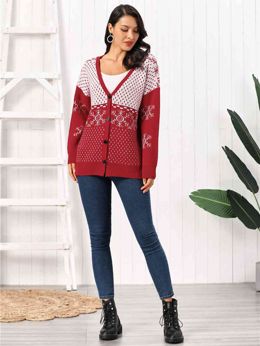 Snowflake Button Down Cardigan by VYSN