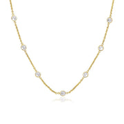 Bids.com 14k Yellow Gold CZ By the Yard Long Links Necklaces