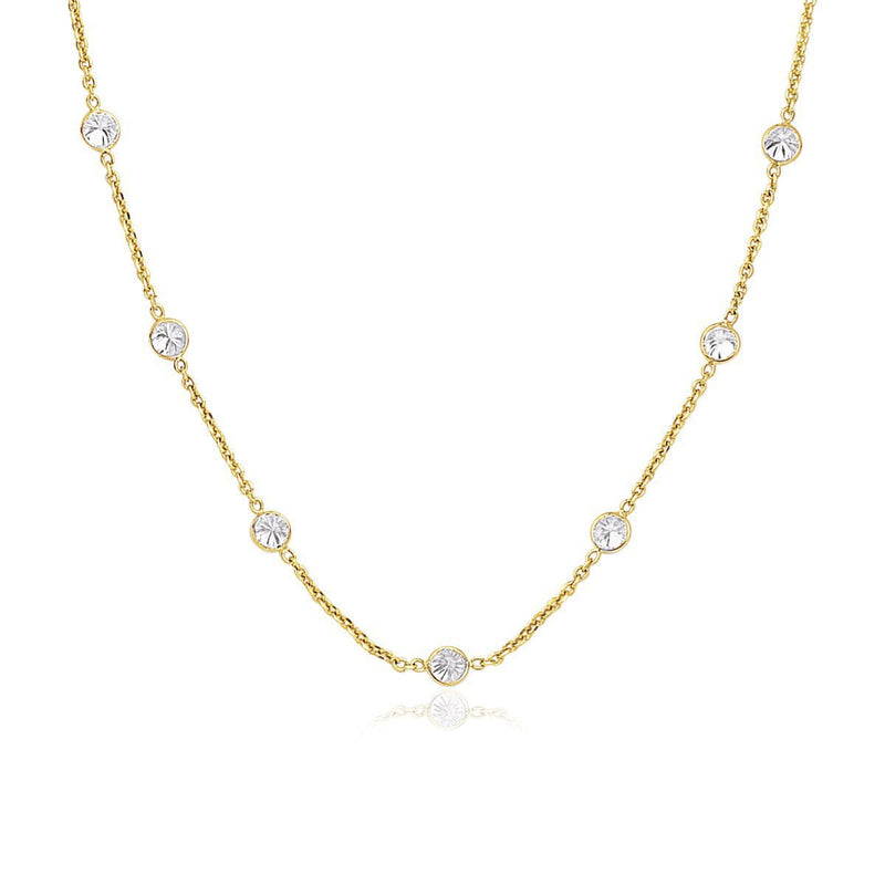 Bids.com 14k Yellow Gold CZ By the Yard Long Links Necklaces