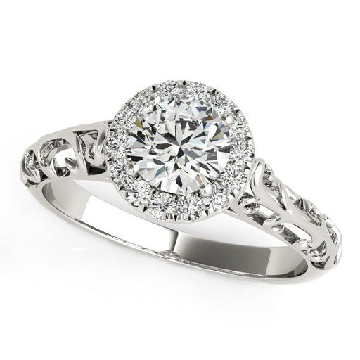 Bids.com 14k White Gold Halo Antique Style Round Diamond Engagement Ring (5/8 cttw) Rings