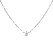 Bids.com 14K White Gold 1/10 Cttw Pear Shape Lab Grown Diamond Solitaire Pendant Necklace (F-G Color, VS2-SI1 Clarity) Necklaces