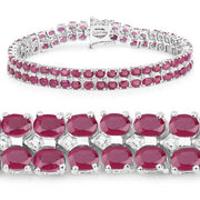 Bids.com 20.03 Carat Glass Filled Ruby and White Topaz .925 Sterling Silver Bracelet Bracelets