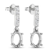 Bids.com 0.14 Carat Genuine White Diamond 14K White Gold Semi Mount Earrings - holds 7x5mm Oval Gemstones Earrings