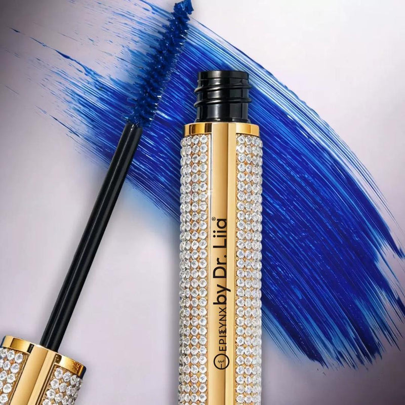 EpiLynx Mega Volume Vegan Mascara Black and Blue – Smudge-Proof with Handmade Diamond Case