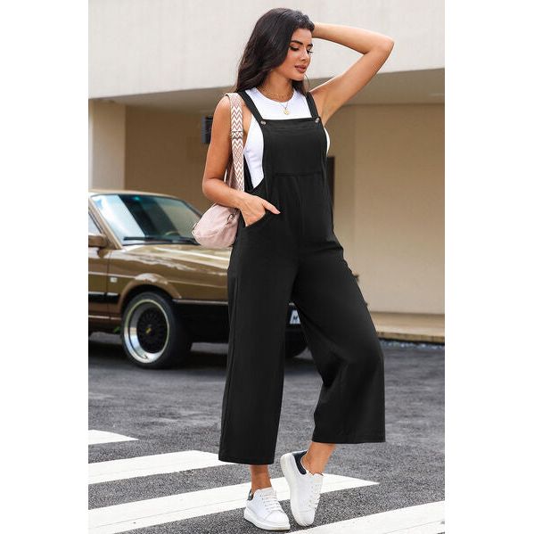 Pocketed Wide Leg Overall