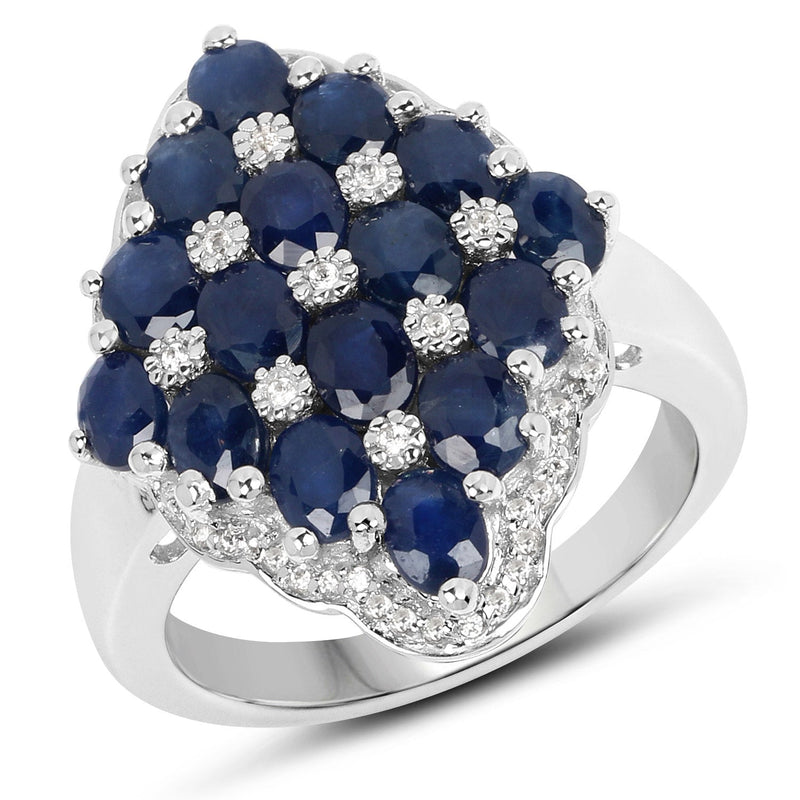 Bids.com 3.48 Carat Genuine Blue Sapphire and White Zircon .925 Sterling Silver Ring Rings