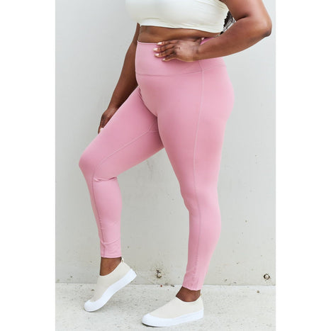 Zenana Fit For You High Waist Active Leggings in Light Rose