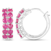 Bids.com 3.12 Carat Genuine Ruby .925 Sterling Silver Earrings Earrings