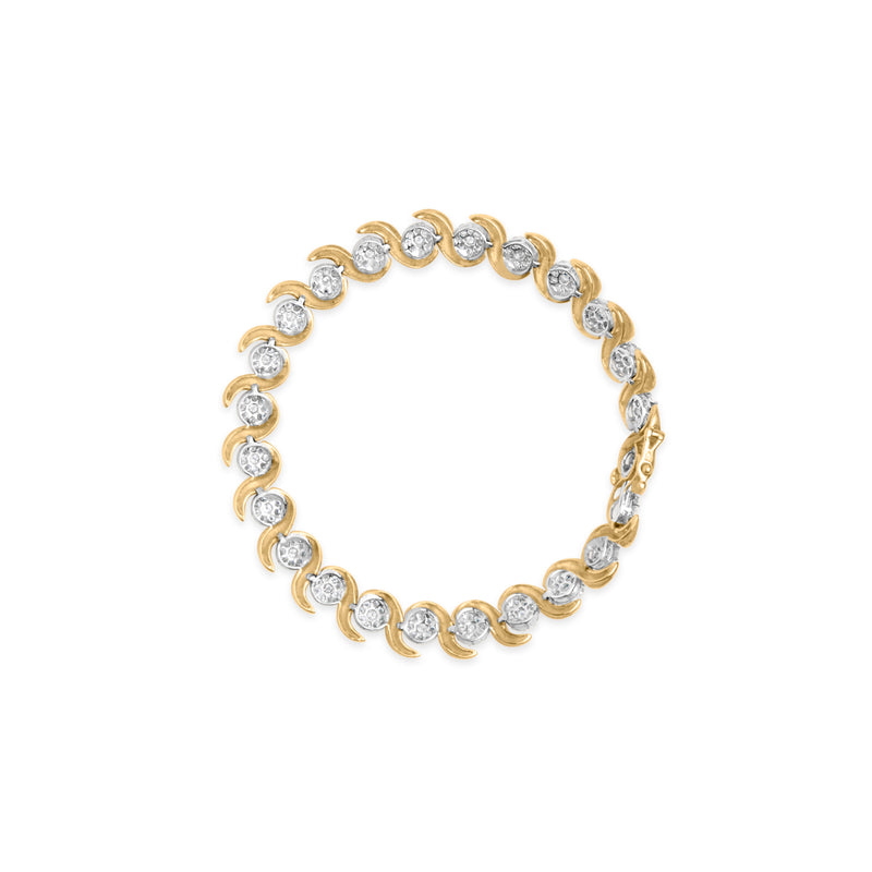 Bids.com 10K Yellow Gold 4.00 Cttw Round-Cut Diamond Floral Link 7.5" Bracelet (H-I Color, I2-I3 Clarity) Bracelets