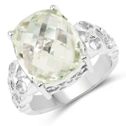 Bids.com 6.74 Carat Genuine Green Amethyst .925 Sterling Silver Ring Rings