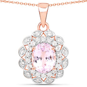 Bids.com 4.26 Carat Genuine Kunzite and White Topaz .925 Sterling Silver Pendant Pendants