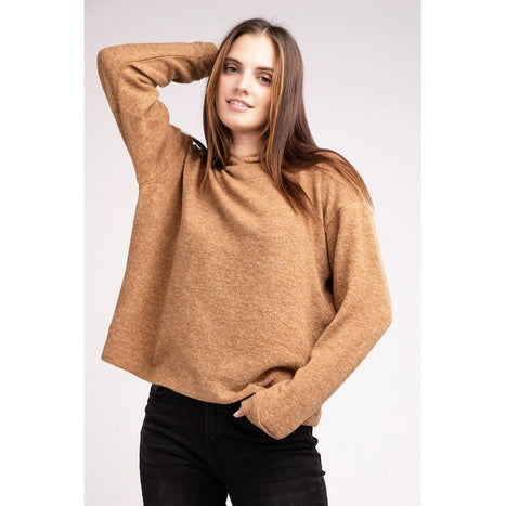 Hooded Brushed Melange Hacci Sweater