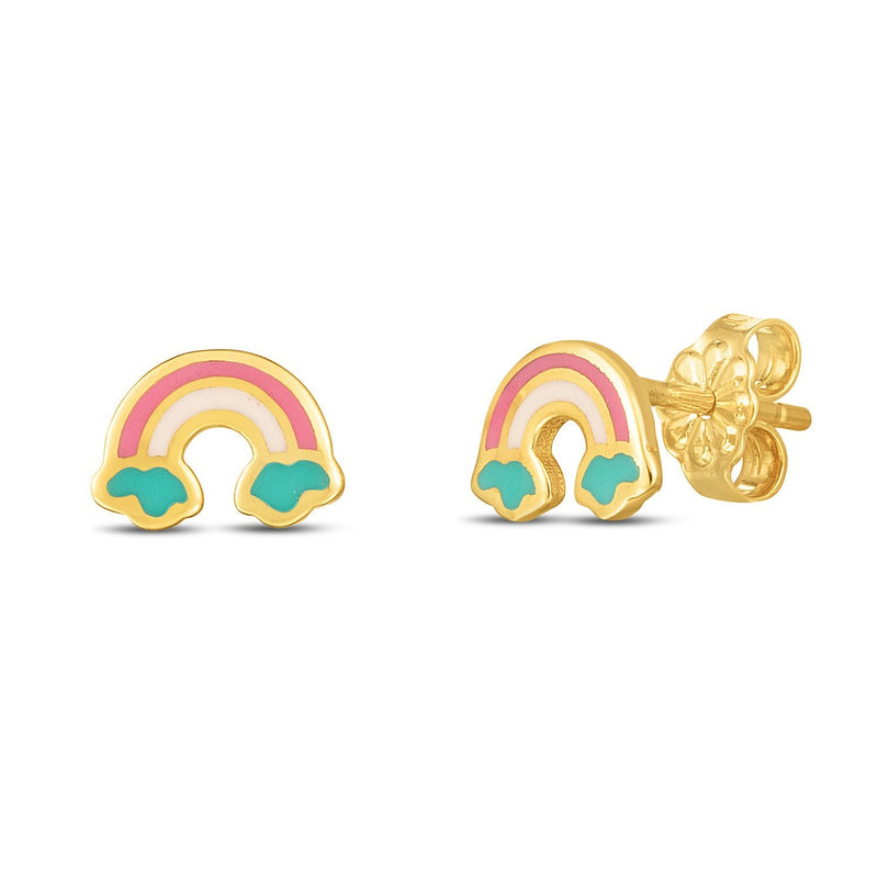 Bids.com 14k Yellow Gold Rainbow Studs Earrings