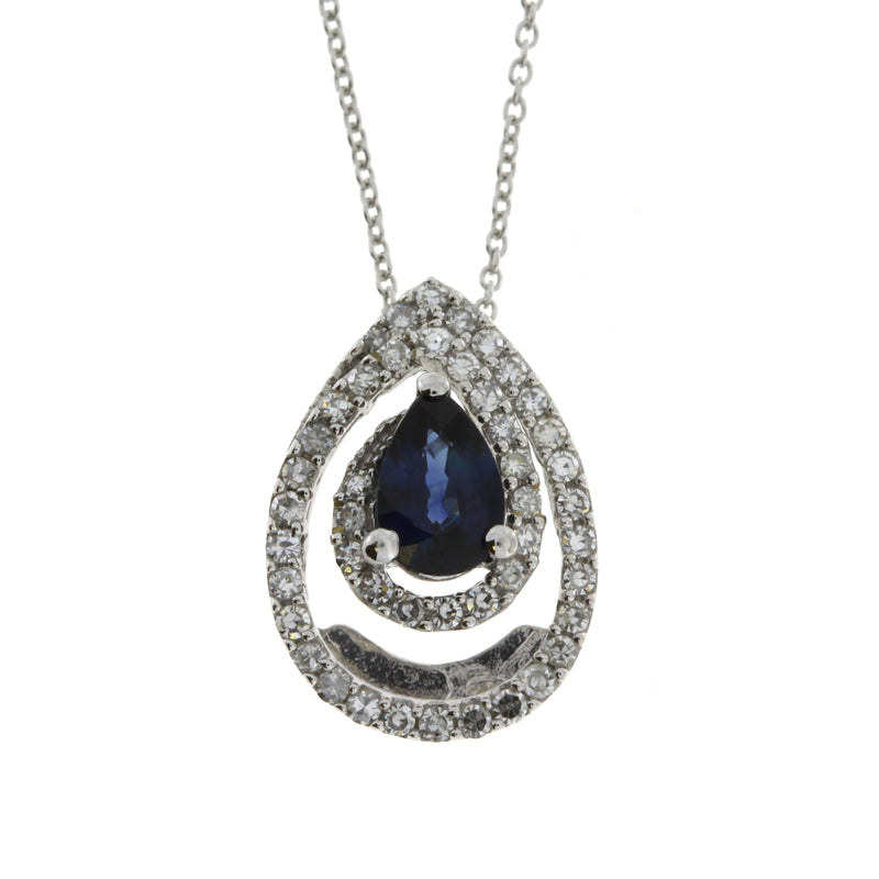 Bids.com .75ct Sapphire Diamond Fashion Pendants 14KT White Gold Pendants