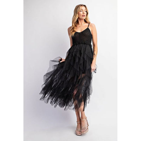 Lovely Tulle Midi Crochet Dress