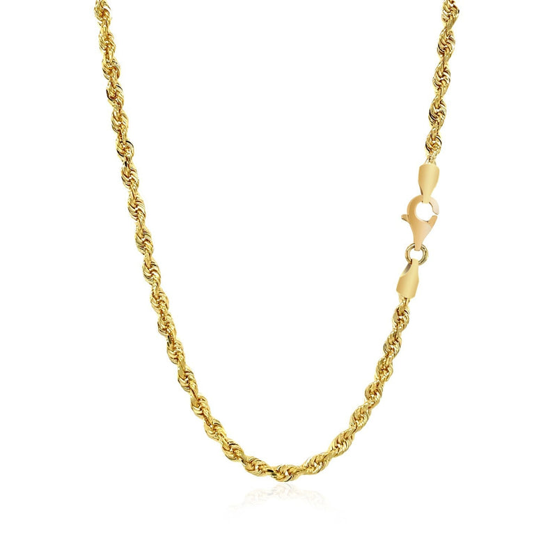 Bids.com 3.0mm 14k Yellow Gold Solid Diamond Cut Rope Chain Necklaces