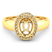 Bids.com 0.22 Carat Genuine White Diamond 14K Yellow Gold Semi Mount Ring - holds 9x7mm Oval Gemstone Rings