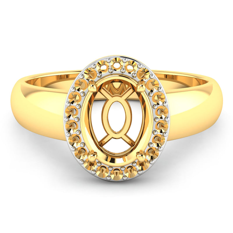 Bids.com 0.22 Carat Genuine White Diamond 14K Yellow Gold Semi Mount Ring - holds 9x7mm Oval Gemstone Rings