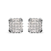 Bids.com 10K White Gold 3/4 Cttw Princess Diamond Composite Open Frame Stud Earrings (I-J Color, I1-I2 Clarity) Earrings