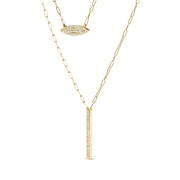 Bids.com 14K Yellow Gold 3/8 Cttw Two-Strand Marquise and Bar Charm Paper Clip Link Pendant Necklace  (I-J Color, I1-I2 Clarity) -18" and 20" Inch Lengths Necklaces