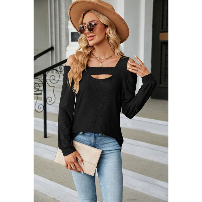 Cold Shoulder Square Neck Cutout Blouse