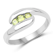Bids.com 0.56 Carat Genuine Peridot .925 Sterling Silver Ring Rings