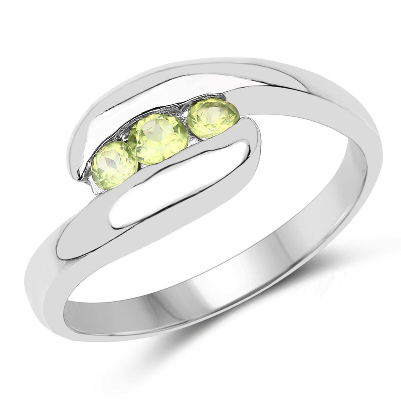 Bids.com 0.56 Carat Genuine Peridot .925 Sterling Silver Ring Rings