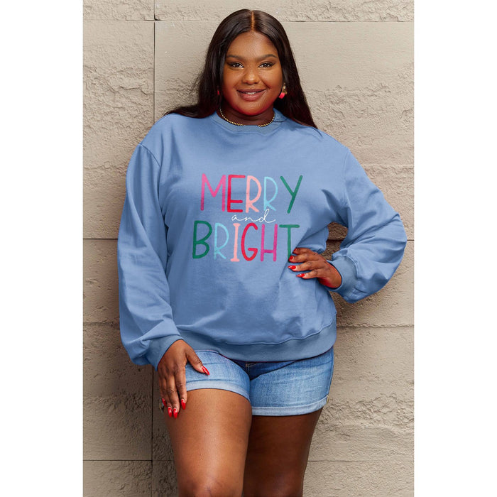 Simply Love MERRY AND BRIGHT Graphic Sweatshirt