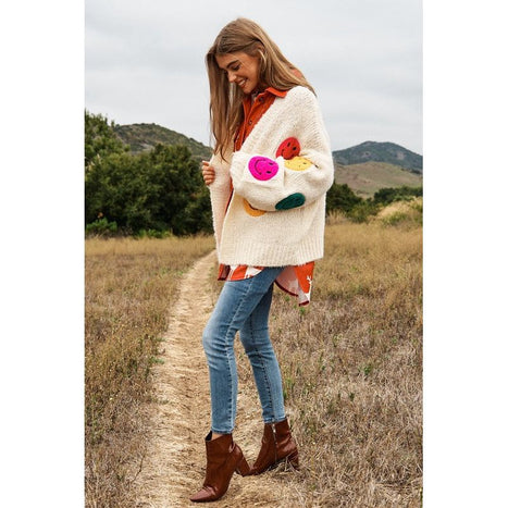 The Fuzzy Smile Long Bell Sleeve Knit Cardigan