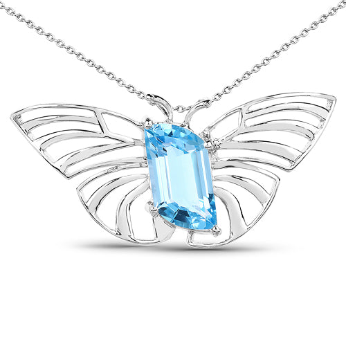Bids.com 10.62 Carat Genuine Swiss Blue Topaz .925 Sterling Silver Pendant Pendants